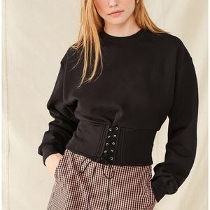 Urban Renewal Recycled Tie-Front Corset Sweatshirt